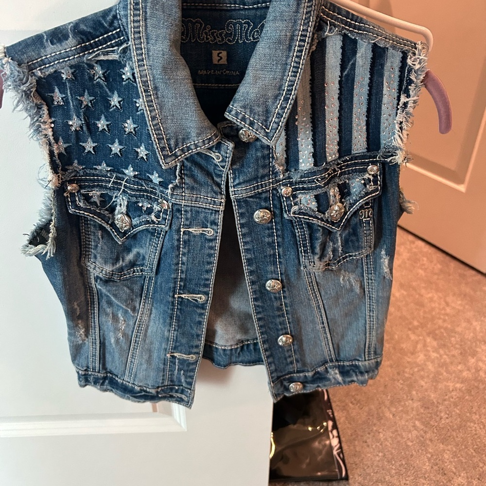 Miss Me Blue Denim Vest